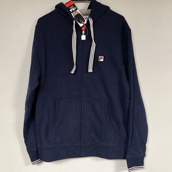 NWT  Fila Men's Full Zip Fleece Hoodie Navy Medium - Picture 1 of 10